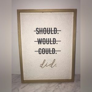 BNWT “Should Would Could Did" wall decor Wood Swarovski Crystals Bling